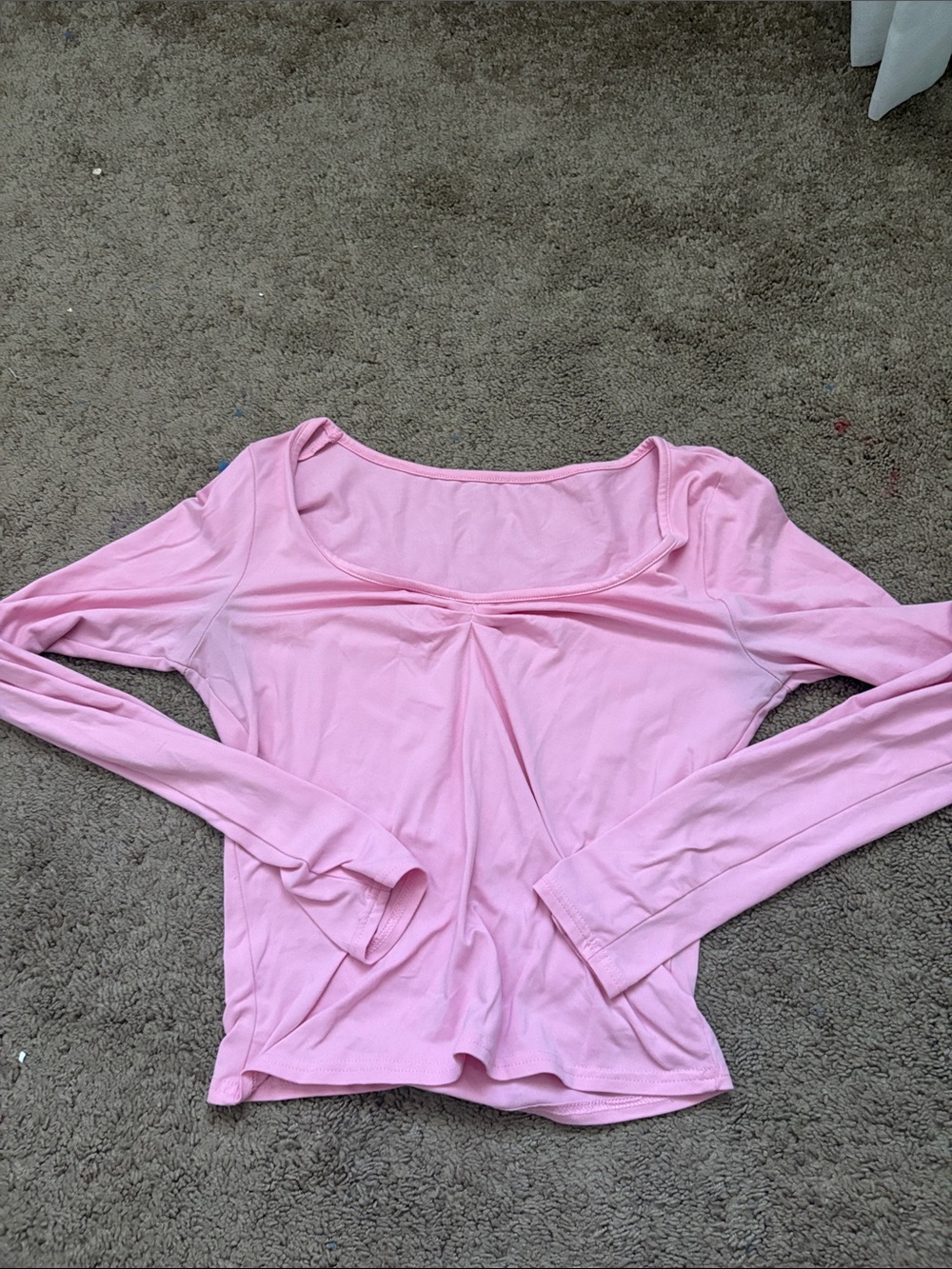 SHEIN Light Pink Long Sleeve Scoop Neck Top